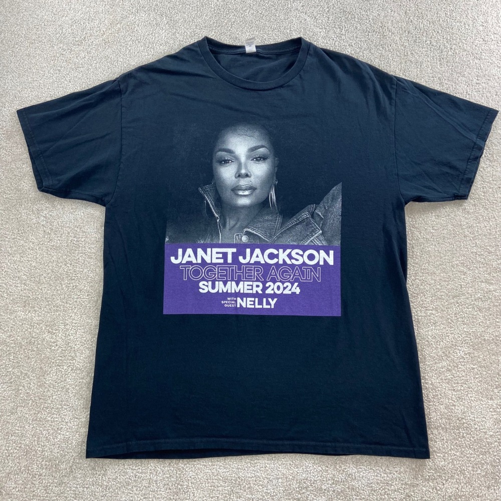 Fruit of the Loom Janet Jackson Together Again Tour Tee Mens L Black 2024 Nelly